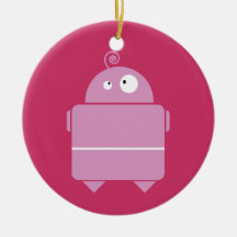 Cute Pink Robot Ornament (One Sided)