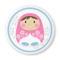Cute Pink Russian Doll Magnet