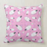 Cute Pink Sheep Pattern Throw Pillow