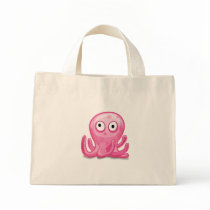 cute pink silly octopus tote bags