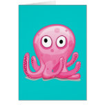 cute pink silly octopus cards
