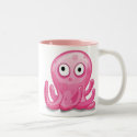 cute pink silly octopus, cute pink silly octopus mugs