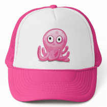 cute pink silly octopus trucker hats