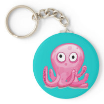cute pink silly octopus key chains
