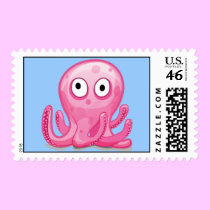 cute pink silly octopus postage by doonidesignsanimals cute pink silly octopus postage
