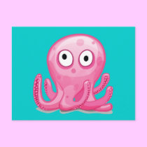 cute pink silly octopus postcards by doonidesignsanimals cute pink silly octopus postcards