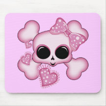 Cute Pink Skull Mouse Pad