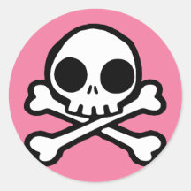 Cute Pink Skull Round Stickers