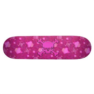 Cute Pink Skulls & Cupcakes Skateboard skateboard