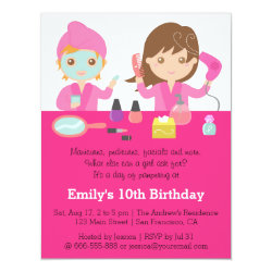 Cute Pink Spa Birthday Party Invitation