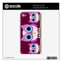 cute pink spotted owls decal for the iphone 4