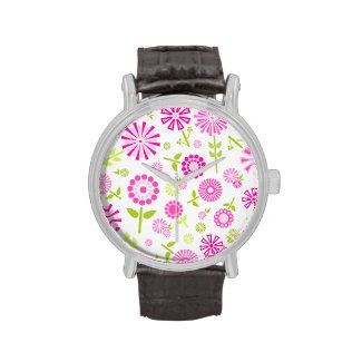 Cute pink spring flowers wrist watch