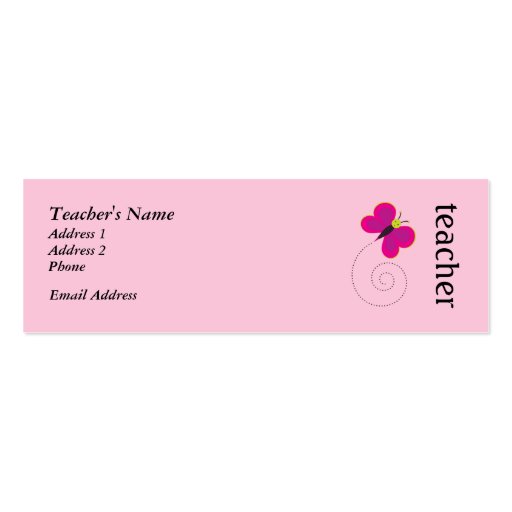 Cute Pink Teacher Personal Cards Business Card Templates (front side)