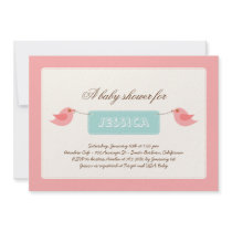 Cute Pink Twitters Baby Shower Invitation by berryberrysweet Cute Pink Twitters Baby Shower Invitation