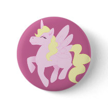 Cute Pink Unicorn Pegasus (Unipeg) buttons