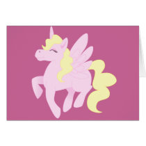 Cute Pink Unicorn Pegasus (Unipeg) cards