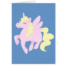 Cute Pink Unicorn Pegasus (Unipeg) Greeting Card