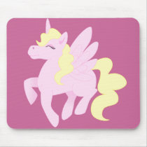 Cute Pink Unicorn Pegasus (Unipeg) mousepads