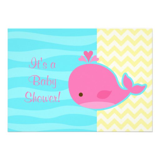 Cute Pink Whale Baby Shower Card