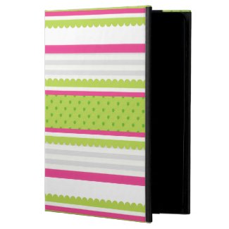 Cute Pink White Green Stripes Polka Dot Pattern iPad Air Cases