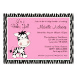 Cute Pink Zebra Baby Shower Invitations
