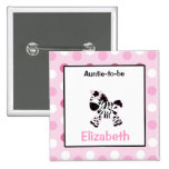 Cute Pink Zebra Customized name tag Button