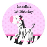 Cute Pink Zebra Favor Stickers