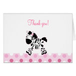 Cute Pink Zebra Folded Thank you notes Greeting Card