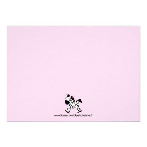 Cute Pink Zebra Girl Photo Birthday Invitation