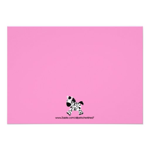 Cute Pink Zebra Girl Photo Birthday Invitation