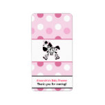Cute Pink Zebra Miniature Candy Wrappers Personalized Address Label