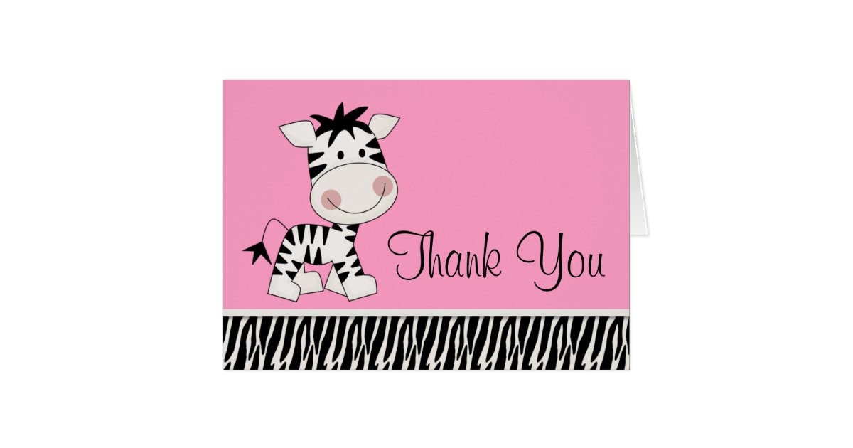 Cute Pink Zebra Thank You Cards Zazzle