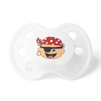 Cute Pirate Baby Red Bandanna Binkie for Babies Pacifier