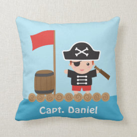 Cute Pirate Captain Ocean Raft Boys Room Decor Throw Pillow