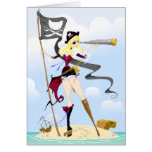 Cute Pirate Girl Greeting Cards