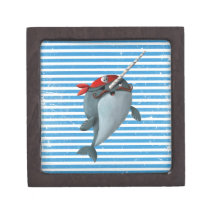 Cute Pirate Narwhal Premium Trinket Box