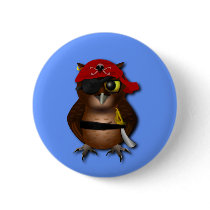 Cute Pirate Owl Pinback Buttons