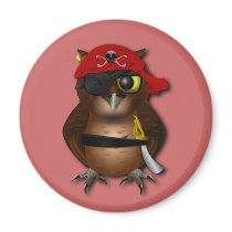 Cute Pirate Owl Fridge Magnets