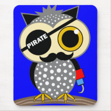 cute pirate owl mouse pads