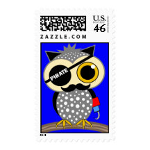 cute pirate owl postage stamp