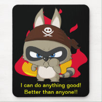 Cute pirate raccoon cartoon character mousepad mousepads