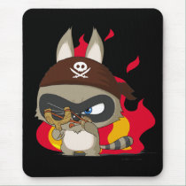 Cute pirate raccoon cartoon character mousepad mousepads