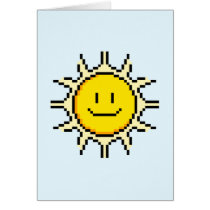 Cute Pixel Sun Greeting Cards