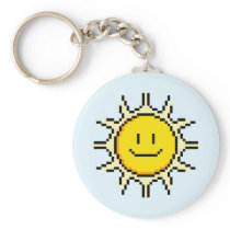Cute Pixel Sun Key Chains