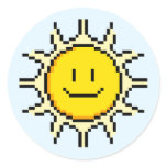Cute Pixel Sun Round Stickers