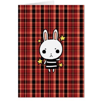 Cute Plaid Background Bunny Rabbit Card card