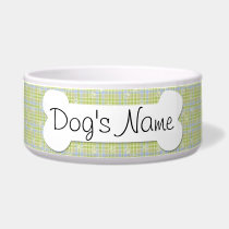 Cute Plaid Personalized Dog Bowl pet bowls