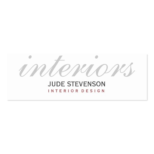 Cute Plain White Interior Designer Business Card (front side)