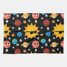 Cute Planets Space Pattern Towels