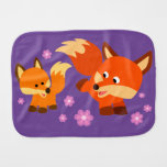 Cute Playful Cartoon Foxes Burp Cloth